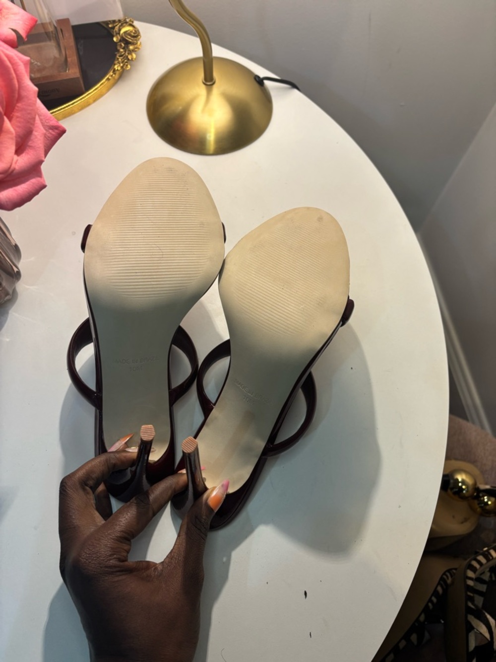 Steve Madden Burgundy Patent Double-Band Stiletto Slides - Picture 5 of 8